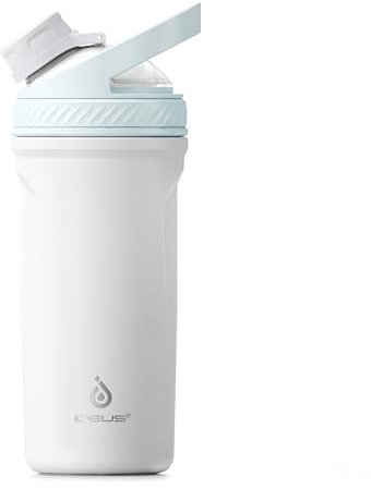 IDEUS Protein Shaker Bottle 710ml/24oz, Insulated Stainless Steel Shaker Bottle with Silent Tritan Ball Portable Pre Workout Shaker Cups for Protein Shakes, Smoothies, Cocktails oz