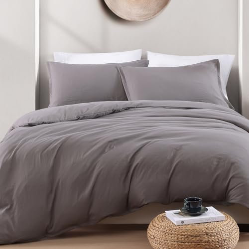 LANE LINEN Super King Duvet Cover Set Grey - Pre Washed Soft Microfibre Polyester Duvet Cover with Pillow case - Bedding Quilt Cover Set