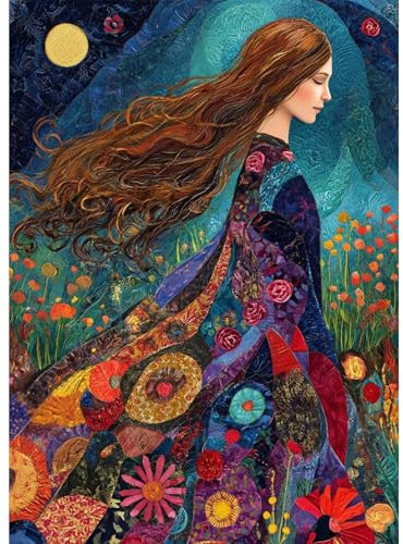 QENSPE Abstrakte Diamond Painting Set für Erwachsene, 5D Diamond Painting Blume Dame Diamond Art Anfänger DIY Kristall Strass Diamant Kunst Handwerk für Home Wand Dekor 30x40 cm