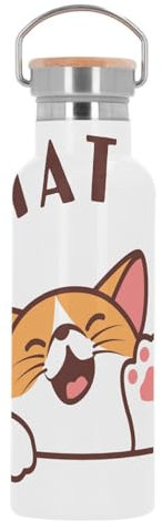 Bouteille Inox Gourde Thermo Isotherme - Chat va Chaton Humour Jeu de mot Dessin - 500 ml (17 oz)