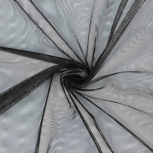 Softtüll Stoff, weicher Tüll, Tüllstoff als Meterware, Kostümstoff, Dekostoff, uni schwarz (Länge am Stück: ab 100cm / Breite: 155cm)
