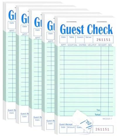 Qusedwey 5er-Pack Server-Notizblöcke für Restaurant, Grünes Kellner-Scheckbuch, Restaurant-Bestellblock, 50 Blatt/Packung