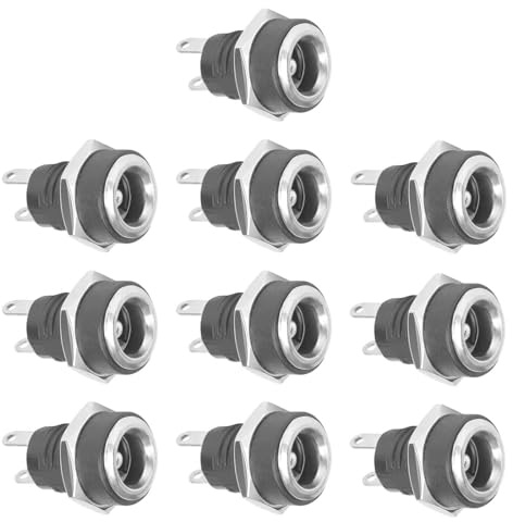 Lunpog 10 Stück DC Buchse, 5.5 x 2.1mm, 2 Polig | DC Power Jack Buchse DC Einbaubuchse DC Steckverbinder