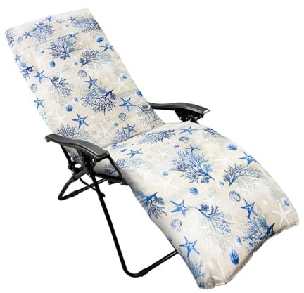 CHELY INTERMARKET Cojín Acolchado 180x55x8cm Mar Azul Exterior Tumbonas Sillas Jardín Terraza Cómodo Poliéster Respaldo Largo Palets Reclinables Sujeción Elástica Vacaciones