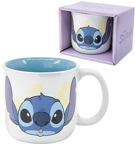Taza modelo mug cerámica taza tazón desayuno 414ml para niños (Stitch)