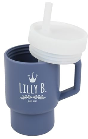 Lilly Belly Sippy Cup – Silicone Toddler Cup – BPA-Free Baby Cup Safe for Toddlers – Easy to Clean Toddler Water Bottle – Flexible Sippy Cup 12+ Months – Baby Straw Cup with Handle 8oz (250ml) (Blue)