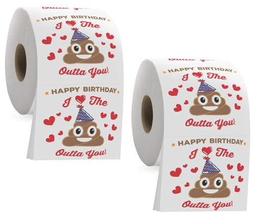 2 Rolls of Toilet Paper with Poop Pattern - Birthday for Men and Women, Funny Creative Gift, Geburtstag lustiges Toilettenpapier für den besten Streich,Funny Decoration for the Bathroom