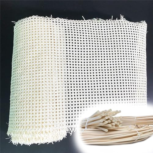80cm de Largeur, Blanc Naturel Rouleau de Cannage Rotin pour Meuble, Naturel Sangle Canne Pré-tissée Ouverte, Naturel Rouleau de Toile Tissu en Rotin pour Chaise Armoire Bricolage Projets de Cannage(4
