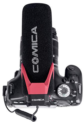 Joyance CVM-V30 LITE Microphone, Super-Cardioide Polar Pattern, Cold Shoe Design Microfono a condensatore per Smartphone e Fotocamera, Rosso