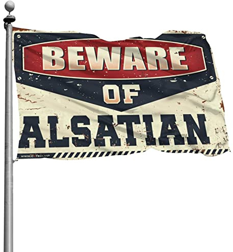 Décoration de grotte pour homme Méfiez-vous du drapeau alsacien - Décoration de maison de garage pour homme (120 x 180 cm)