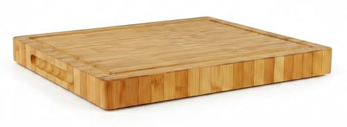 bestbambus Deluxe Board XL, großes Schneidebbrett aus Bambus Hirnholz, 60x45x4 cm, 8.0 Kg