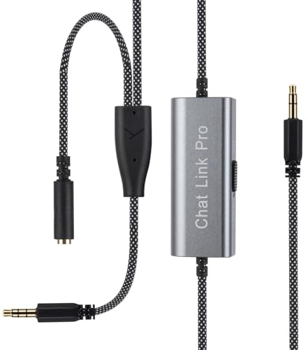 Chat Link Pro-Kabel mit Geräuschunterdrückung, kompatibel mit Elgato HD60 S / HD60 S / HD60 Pro / HD60 X / 4K / HD60 und Gamecontrollern, Metallgehäuse, Inline-Isolator, 2,6 m (8,5 ft) Schwarz