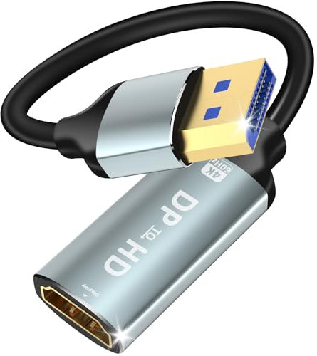 Herfair Adaptador DisplayPort a HDMI, convertidor de audio hembra a HDMI macho a HDMI