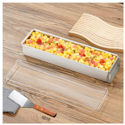 YSMSMZJK Tiramisu Pan with Acrylic Lid and Cake Shovel Rectangle Tiramisu Pan, Cake Pan Rectangle, for Cheesecake Baking,11inLx3.93inWx2.3inH