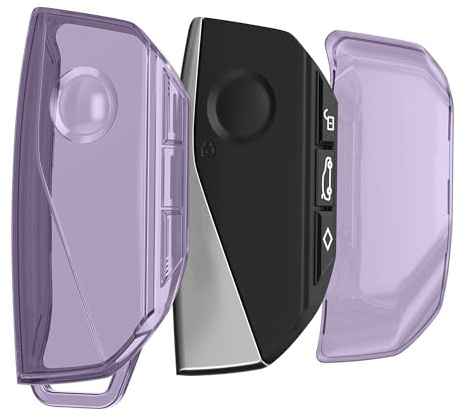 kwmobile Schlüsselhülle für BMW 4-Tasten X7 X1 U11 iX ix1 7er G07 I7 Autoschlüssel Hülle - Autoschlüssel Schlüssel Hülle aus TPU Silikon - Schlüsselschutz Gehäuse in Violett Transparent