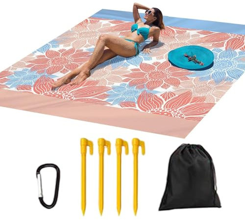 Generisch Beach Blanket Waterproof Sand Camping Mat Outdoor Underlay Sandproof Beach Blanket for Travel, Yoga, Park, Garden and Camping with Grass