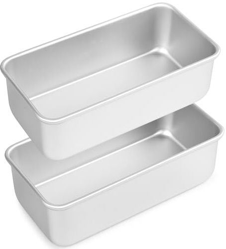 Auddemg Rechteckig Brotbackform 2er-Set, Eloxiertes Aluminium Kastenform Brotform für Brot/Kuchen/Toast, Silber, 20x10x6,5 cm