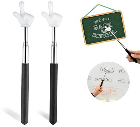 2 Stück Zeigestab Finger,Zeigefinger Stab,Zeigestab Ausziehbar,Pointer Finger,Zeigestab,Edelstahl Kinder Ausziehbarer Zeigestab,Fur Unterricht Im Klassenzimmer, Vorlesungen Und Lesen (Schwarz)