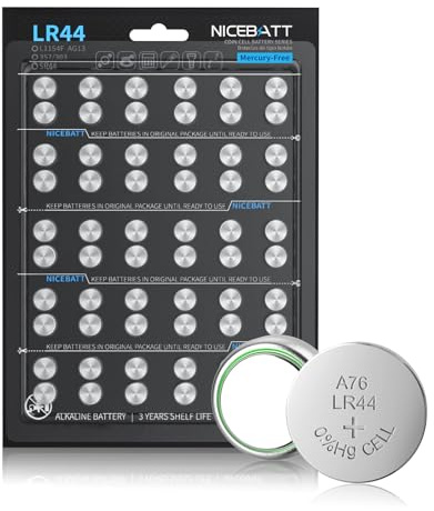 LR44 Batteries 60 Pack, AG13 L1154F 357 303 SR44 A76 Premium Alkaline 1.5V Button Coin Cell Battery