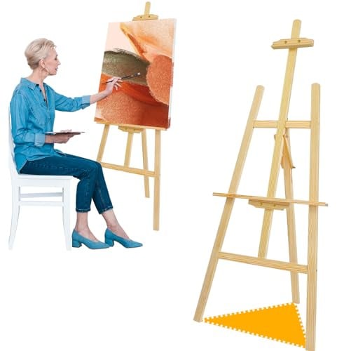 Portable KünstlerStaffelei, Staffelei aus Holz Groß 175CM Atelierstaffelei, Verstellbare Holzstaffelei, Feldstaffelei, A-Rahmen-Staffelei, Kunstständer Leinwand Ständer für Kinder & Erwachsene