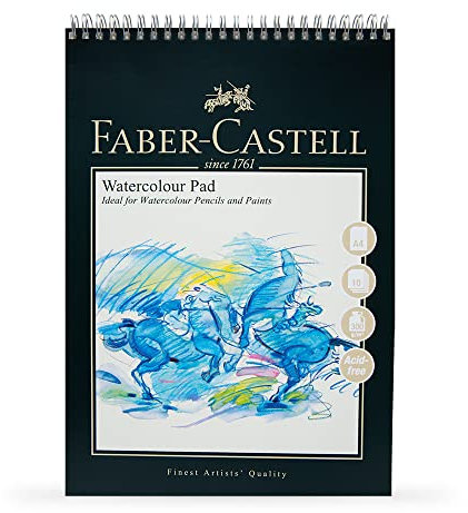 Faber-Castell Art & Graphic Watercolour Pad, A4, Acid Free Spiral Bound Paper Pad, 300 GSM, 10 Sheets for Watercolour Paint, Pencils and Markers, Arts, Craft, Home and School