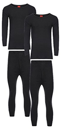 Heatwave® Pack of 2 Men's Extreme Thermal Underwear Set, Long Sleeve Top & Long Johns Set, Winter Thermals, X Large Black