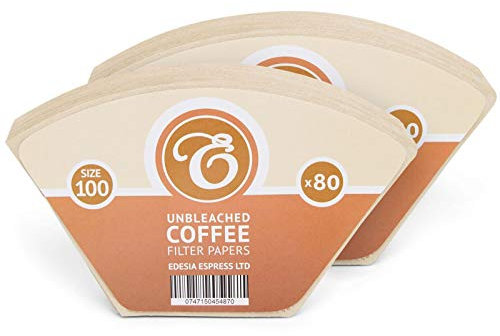 160 Size 100 Coffee Filter Paper Cones, Unbleached for Melitta Aromaboy by EDESIA ESPRESS