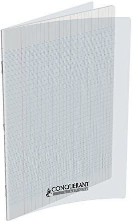 Conquérant Cahier avec couverture en polypro 140 pages 90 g 24 x 32 grands carreaux seyès incolore