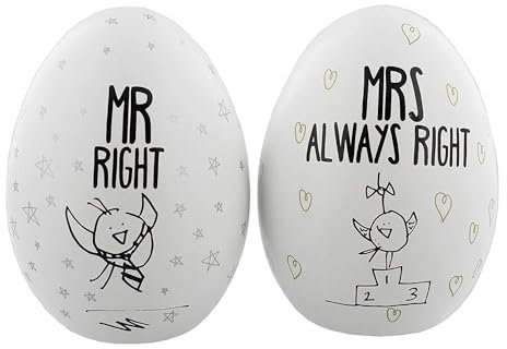 Eggcellent Pair Nest Eggs Mr Right and Mrs Always Right