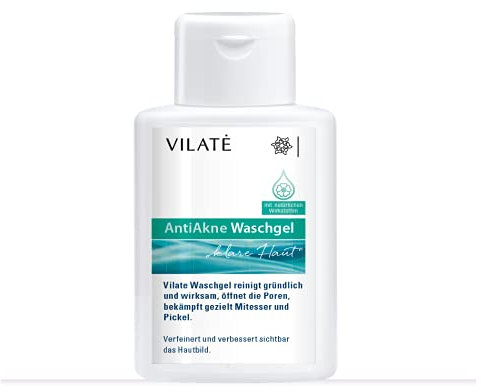 Vilate Aqua Anti-Akne Waschgel klare Haut. Bei unreiner, empfindlicher Haut mit Pflanzenwirkstoffen. Beruhigt. Pflegt. Schützt.