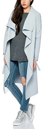 Kendindza Damen Mantel Trenchcoat mit Gürtel Onesize Lang und Kurz (Einheitsgröße, Hellblau Lang)