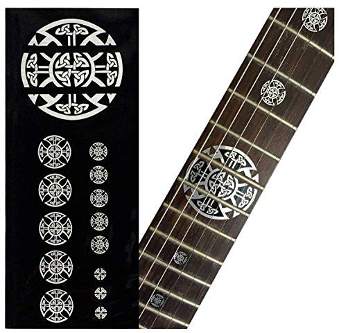 Inlay Sticker Griffbrett Position Marker für Gitarren – Celtic Cross – Metallisch