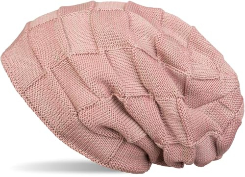 styleBREAKER Unisex Beanie Flecht Muster Fleece Futter 60cm | Thermo Inlay. elastisches Material. Bundweite 23cm. Slouch Design. winterfest. weiche Haptik. Einheitsgröße.