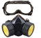 Ewolee Atemschutzmaske Aktivkohle chemikalien Staubschutz Lackierer Maske mit Schutzbrille, Schwarz
