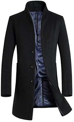 Vogstyle Uomo Sottile Caloroso Cappotto Invernale di Lana Nero XL