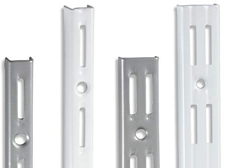 PRIOstahl Wandschienen Regalsystem Silber - 2 Stück Wandschiene 2-Reihig 1000mm Regal - Schwerlast Wandregal Aufbewahrung System für Garage Keller Werkstatt