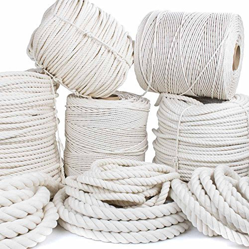 Golberg torsadée 100% coton Naturel Corde 3/40,6 cm, 7/81,3 cm, 1/10,2 cm, 5/40,6 cm, 3/20,3 cm, 1/5,1 cm, 5/20,3 cm, 3/10,2 cm, 2,5 cm, 1 1/10,2 cm