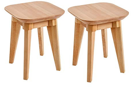 Krok Wood 2X Hocker aus Massivholz in Buche 35x35x45 cm (Paris)