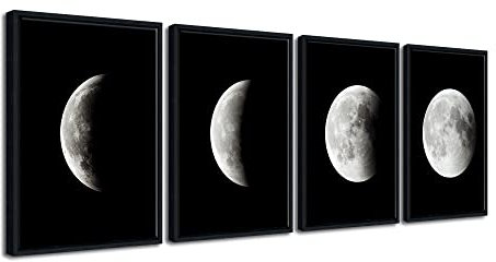 Wieco Art Gerahmte Wandkunst, moderne Giclée-Leinwanddrucke, Kunstwerk, abstrakter Weltraum, Schwarz-Weiß, Bilder zum Foto, Gemälde auf Leinwand, Wandkunst für Zuhause, Dekorationen, Wanddekoration