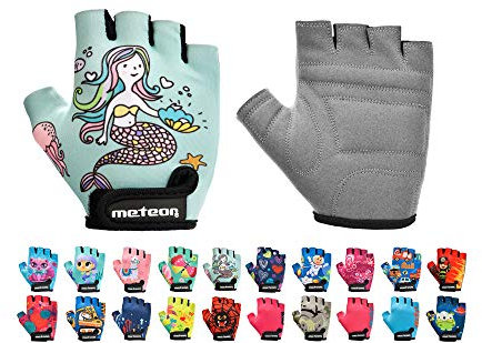 meteor Guantes de Ciclismo Niñas y Niños - Guantes Bicicleta para Infantil MTB BMX Carretera Montaña sin Dedos