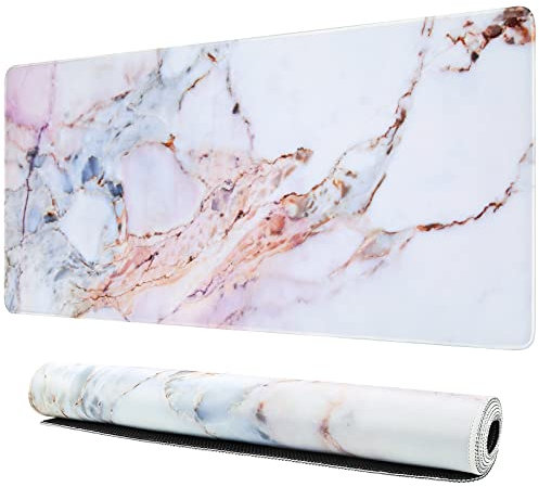 Anyshock Desk Mat, Gaming Mouse Pad Large, XL Mousepad, Keyboard Mat with Non Slip Base, Extended Laptop Desk Pad Matt, Computer Mat for Office Vanity Desktop Table Writing, Pink Marble