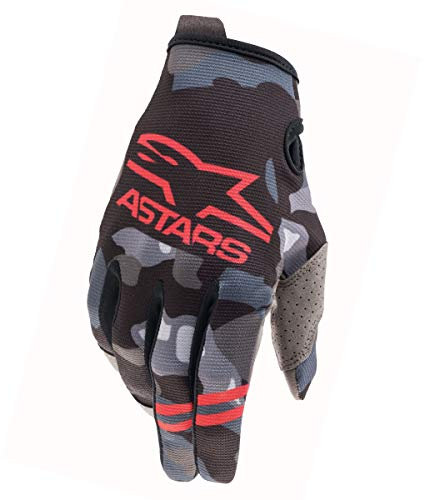Alpinestars Unisex-Erwachsene Radar-Handschuhe, Grau Camo/Rot Fluo Md (Mehrfarbig, Einheitsgröße