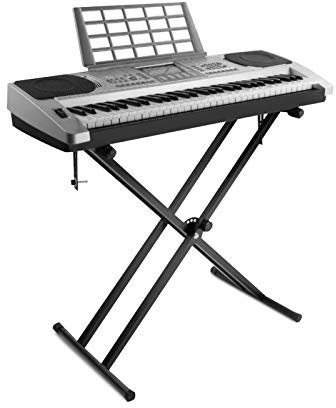 Ejoyous Keyboardständer, X-förmig Doppelstrebiger Pianoständer Keyboard Stand Doppel Stand für E-Piano Stagepiano mit höhenverstellbar 7-stufig Verstellbar Zusammenklappbar