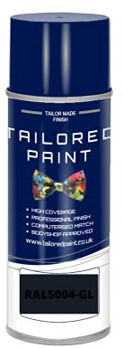 Tailored Paint Vernice lucida 2K Direct RAL codice colore per legno, metallo, plastica, PVC, auto, moto, scooter, trattore (bomboletta aerosol, RAL5004 nero blu)