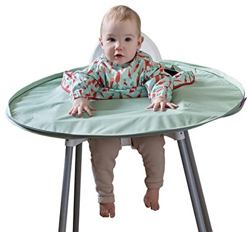 Tidy Tot Kit de bandeja de destete Tapete que se acopla directamente a la trona y babero con mangas, ideal para evitar engorros en las comidas