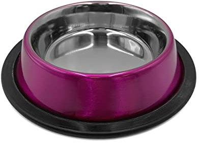 Danner Manufacturing, Inc. Stainless Steel, Anti-Skid Pet Bowl, Lilac, 8 Oz, 73022