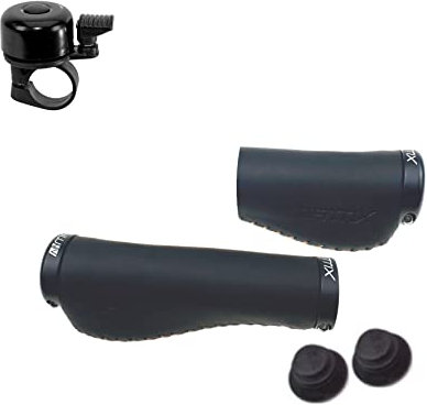 Matrix Lenkergriffe Fahrradgriff Griff Leder Lang Kurz - Schwarz inkl. Fahrradklingel