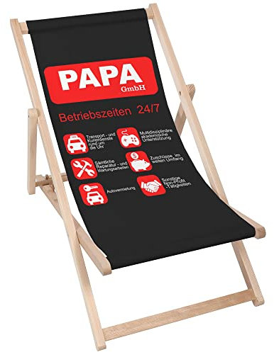 DreamRoots Vatertagsgeschenk für Papa Liegestuhl Holz klappbar aus Buchenholz, bis 130 kg, mit Verstellbarer Rückenlehne faltbar und robust - Bester Papa Geschenke