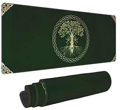 Celtic Ritual Norse Nordic Viking Vikings Goddess Wiccan Wicca Yule Gaming Keyboard Mouse Pad Mousepad Accessories Huge Extended XL Stitched Edge Rubber Sole for Home Office(31.5X 11.8)
