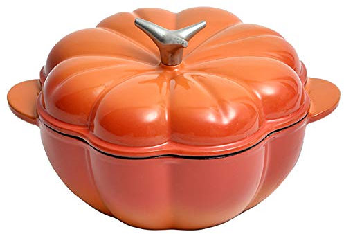 SHALOLY Cacerola De Calabaza Olla Esmaltada De Hierro Fundido 3.5L Olla De Sopa Sartén Antiadherente para Cocer Al Vapor Asar A La Parrilla Saltear A Cocer A Fuego Lento,24cm
